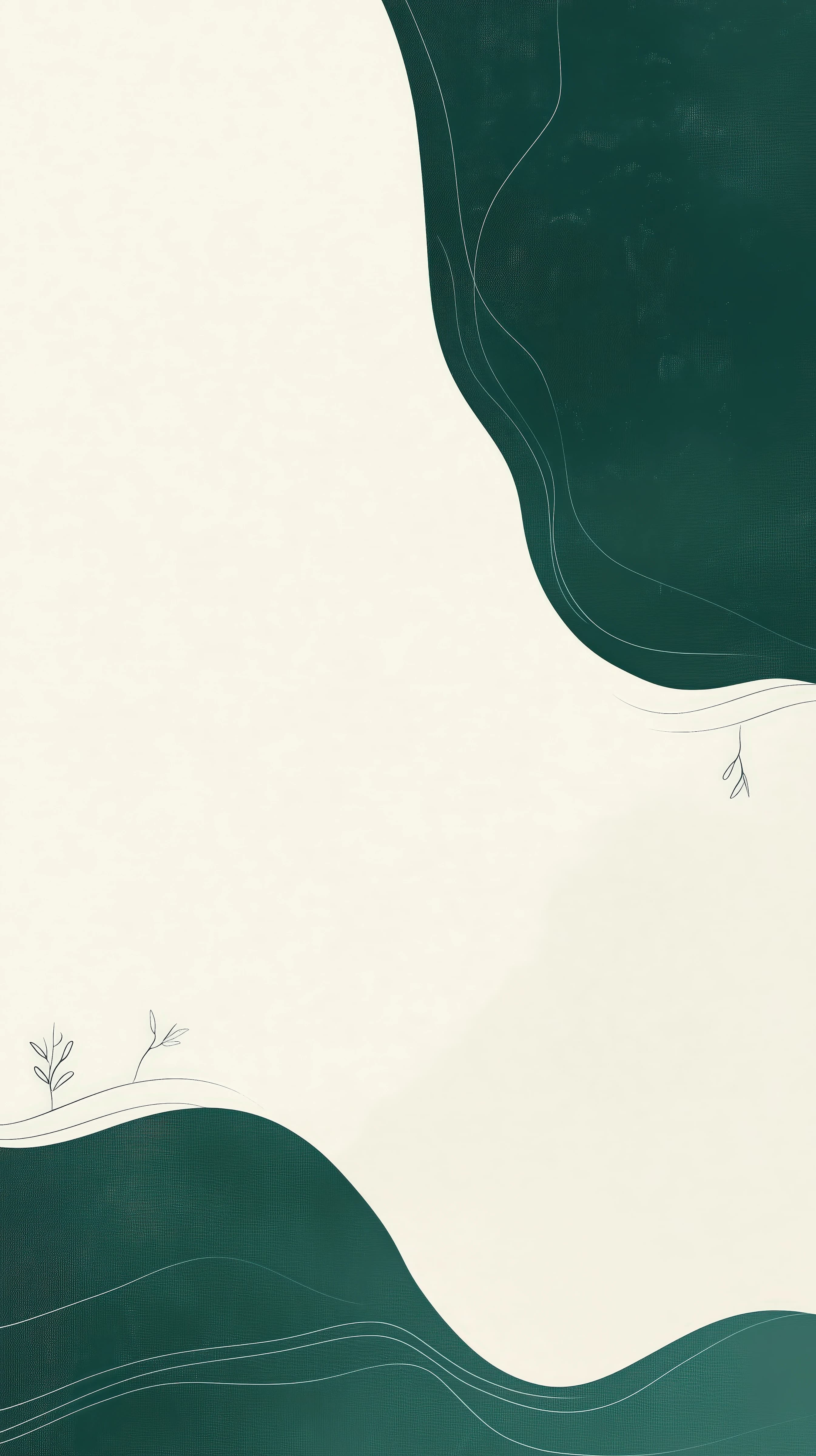 Textured green hills and delicate botanical linework